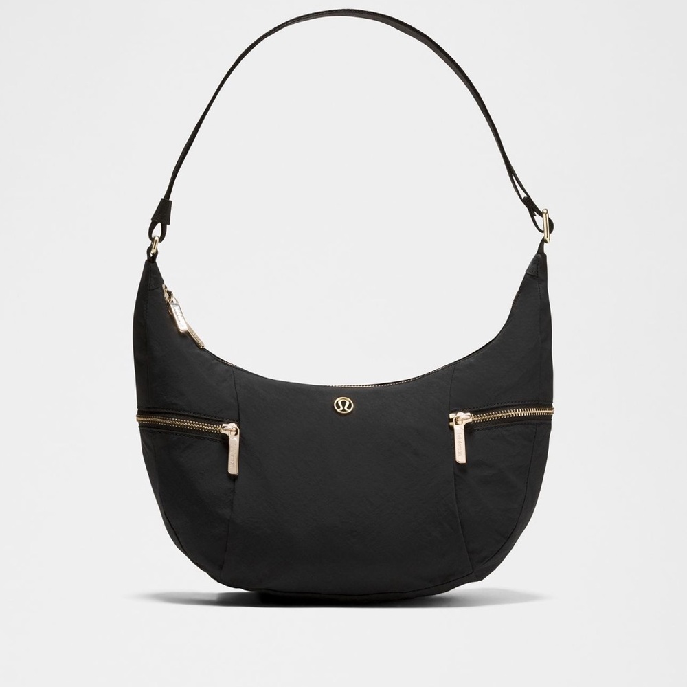 Lululemon Black Sling Bag with Gold Metal Hardware 6L